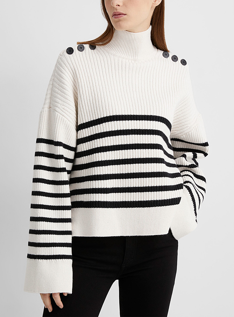 Self-Portrait Black and White Imposing sleeves sailor sweater for women
