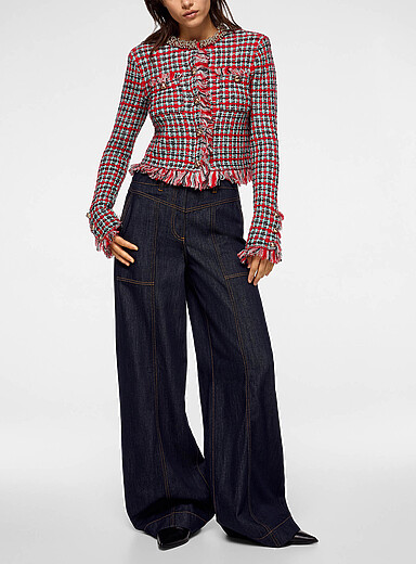 Self-Portrait Indigo/Dark Blue Fluid indigo straight-leg jean for women
