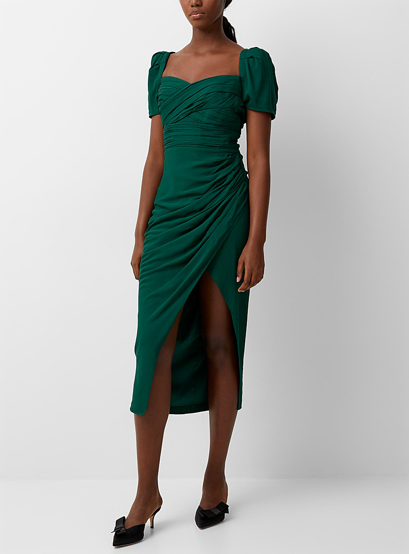 Self-Portrait: La robe verte à encolure dégagée Vert pour femme