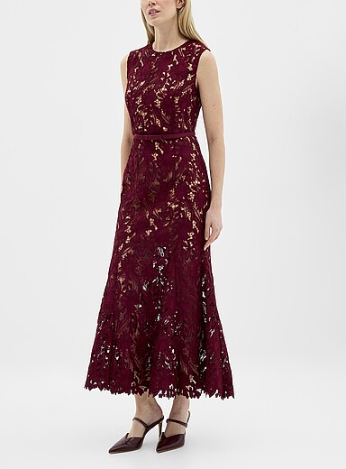 Self-Portrait Burgundy Lace mock-neck dress for women