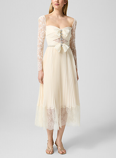 Draped lace bust dress
