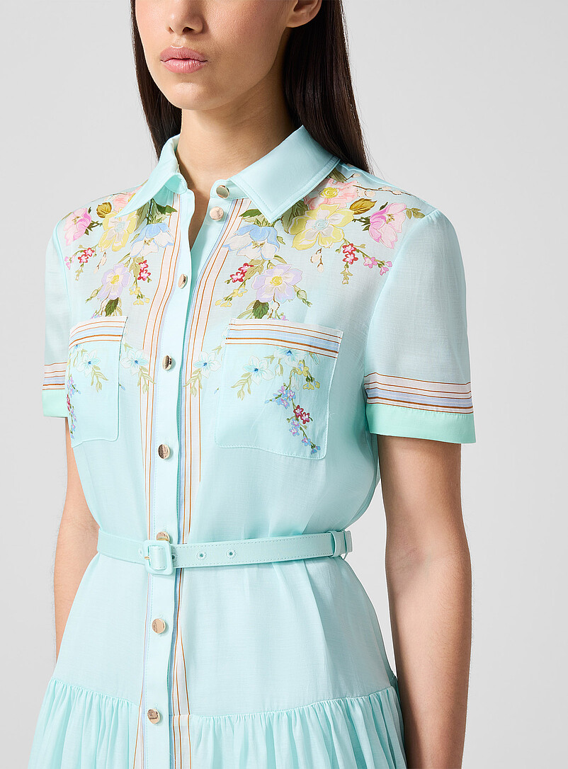 Self-Portrait: La robe chemise menthe et composition florale Vert pour femme