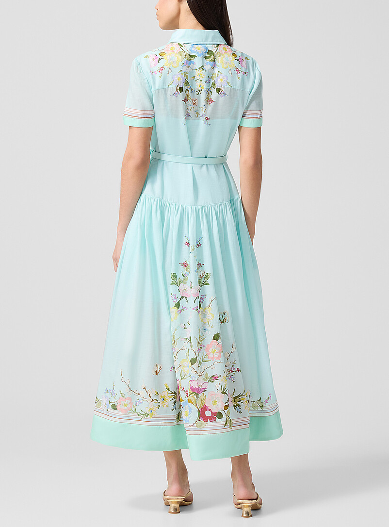 Self-Portrait: La robe chemise menthe et composition florale Vert pour femme