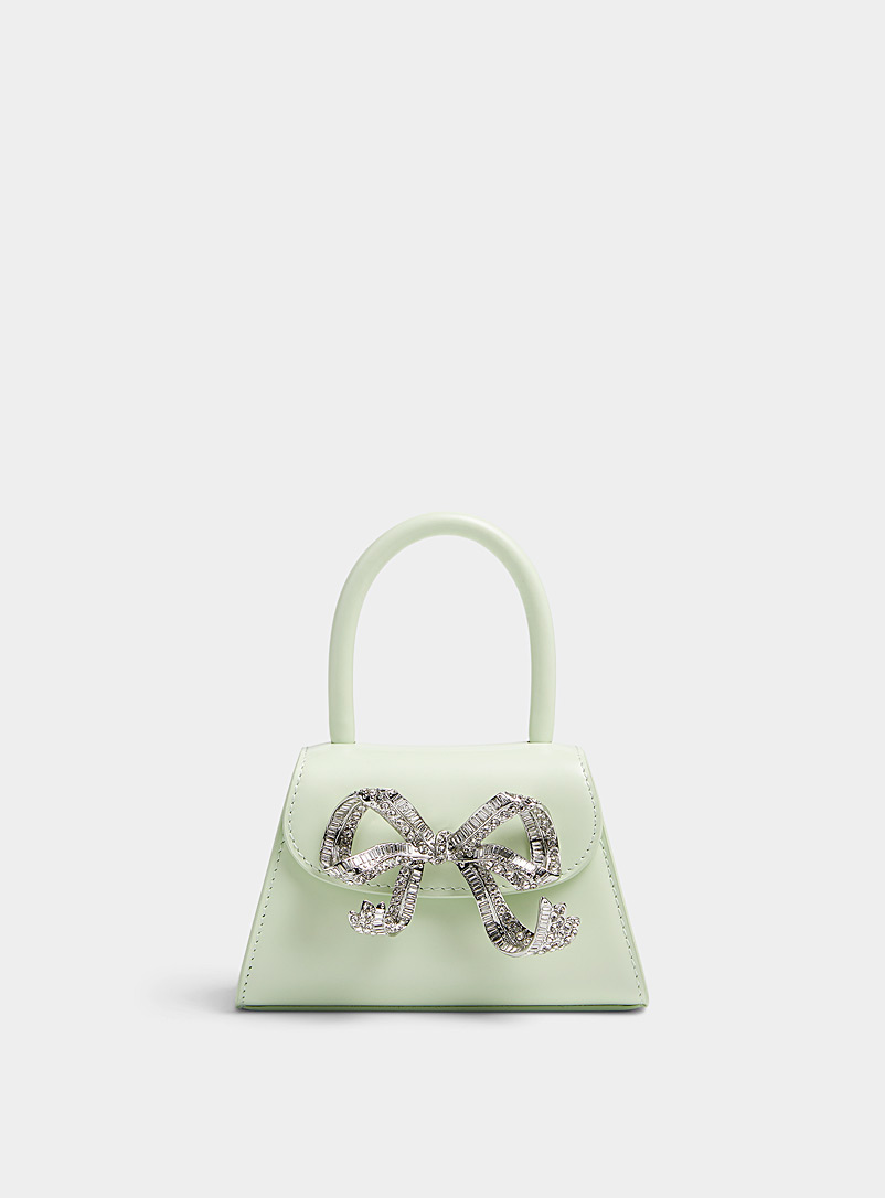 Self-Portrait Ivory White Green Bow bag Micro for women