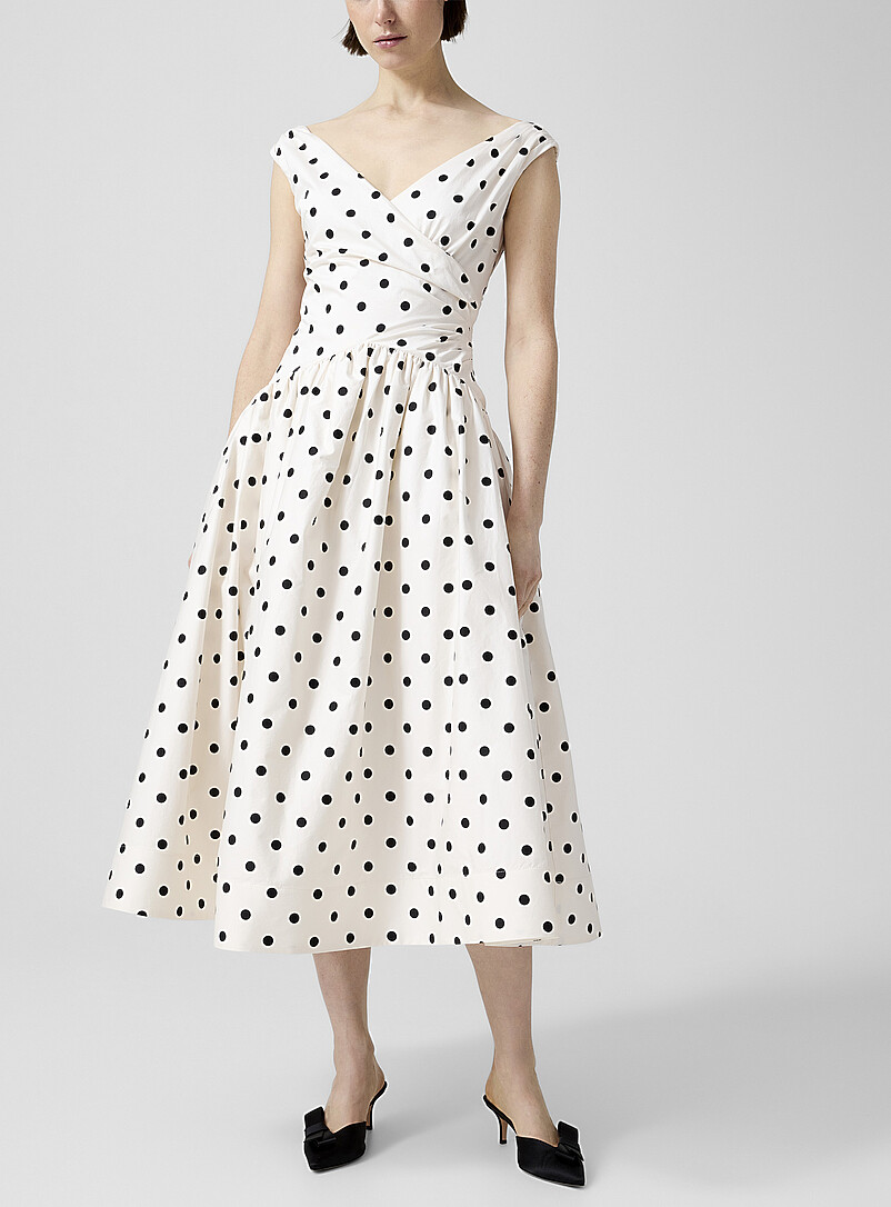 Poplin Polka Dot V-Neck Dress