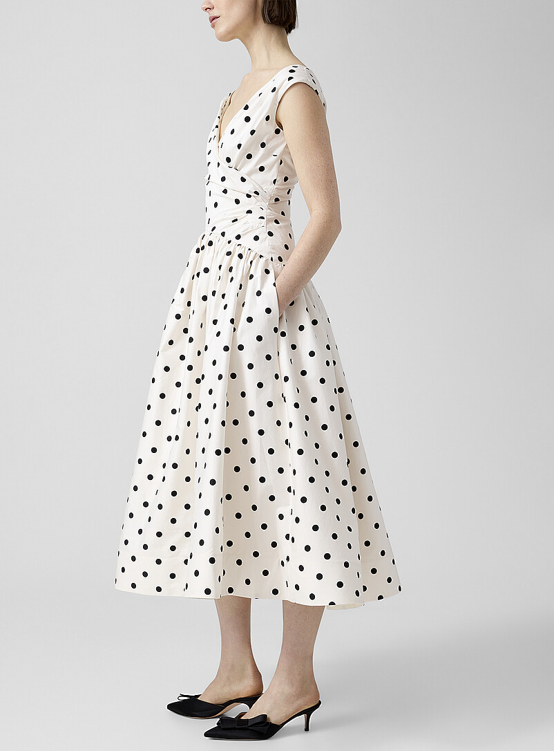 Poplin polka dot V-neck dress product image 2