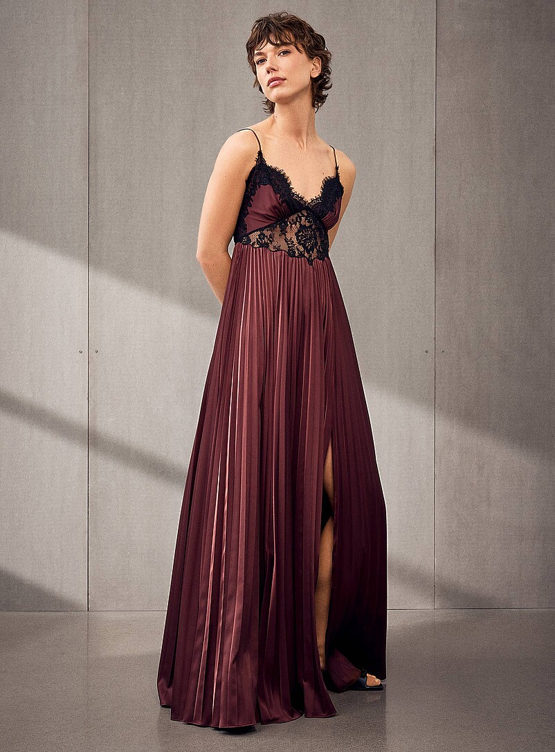 Brown Lace Slip Dress