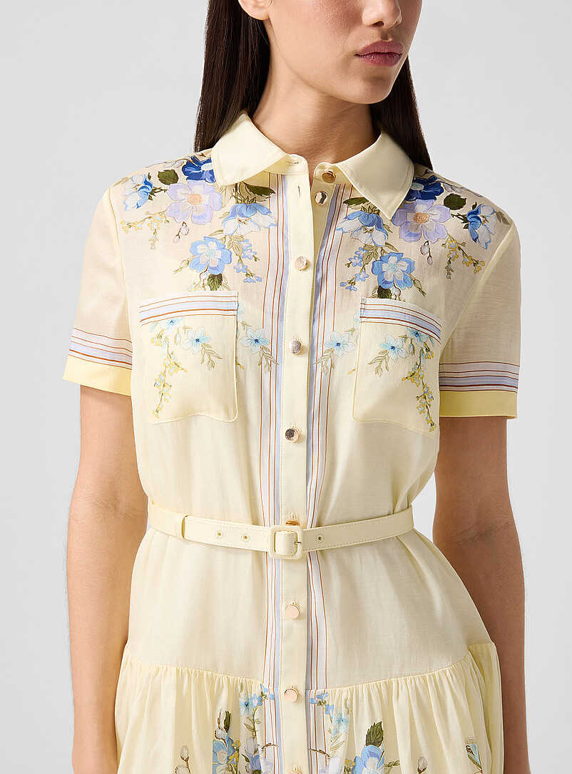 Short floral-print yellow shirt dress product image 2
