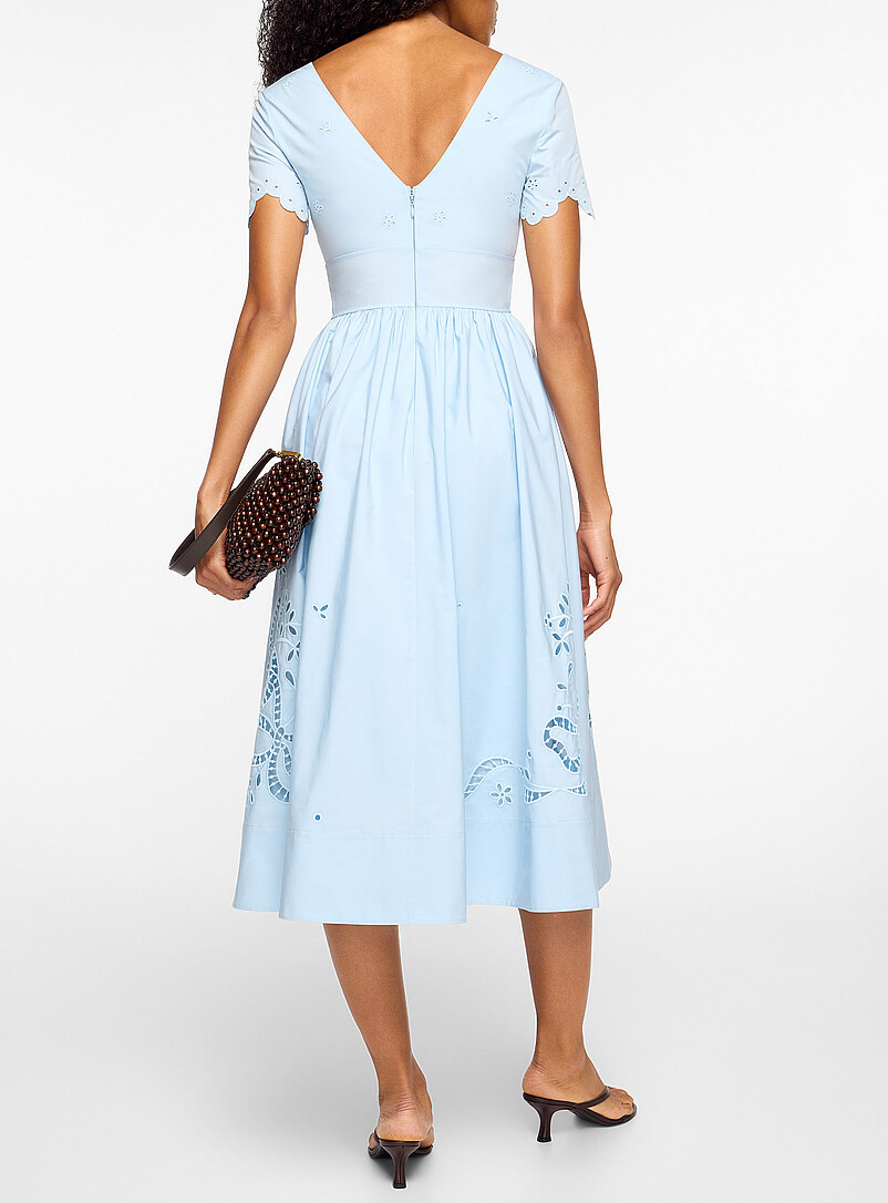 Richelieu embroidery blue poplin midi dress product image 3
