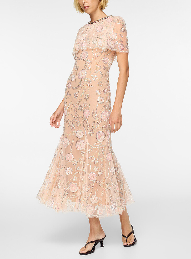 Embellished tulle caped midi dress product image (primary)