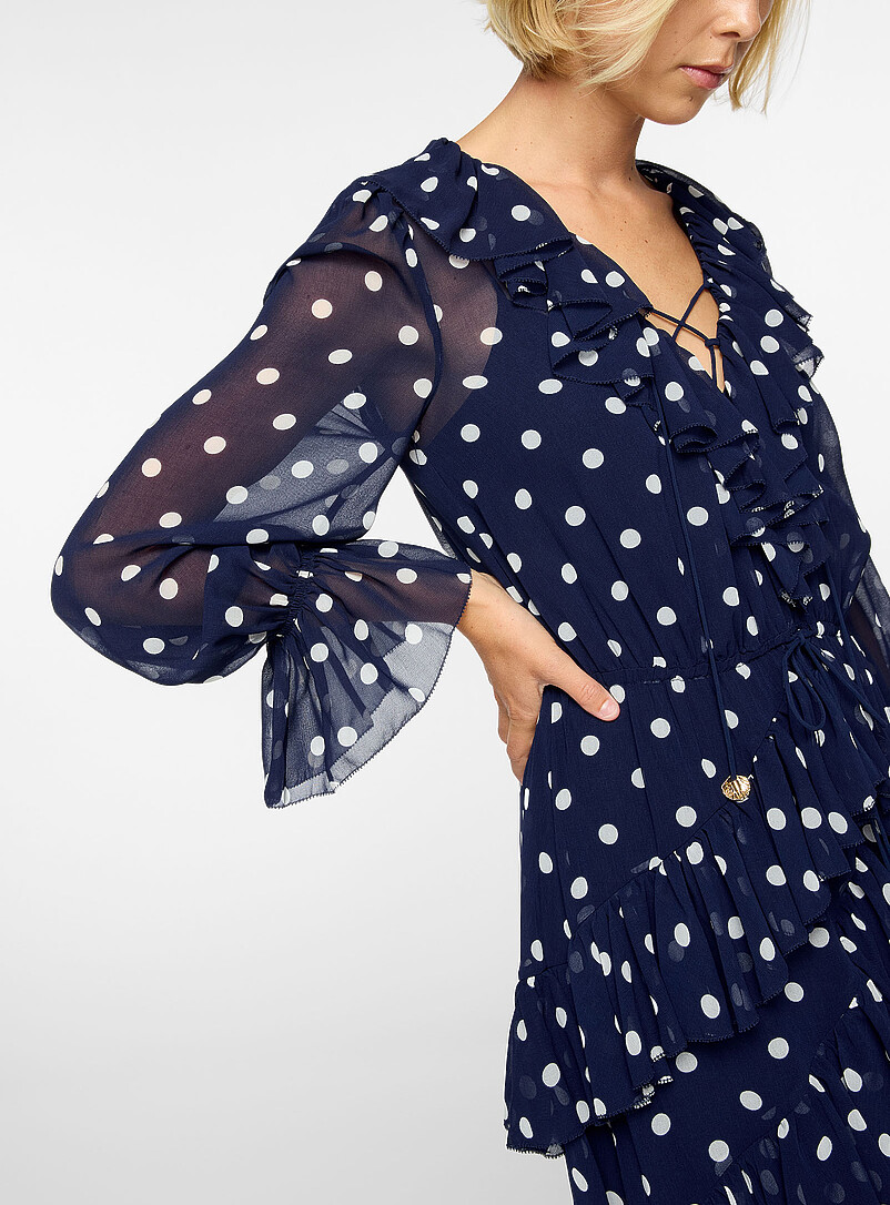 Polka-dotted ruffled tiered maxi dress product image 2