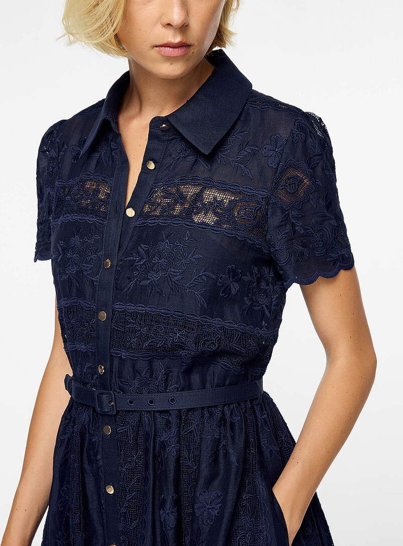 Guipure embroidery buttoned midi dress product image 2
