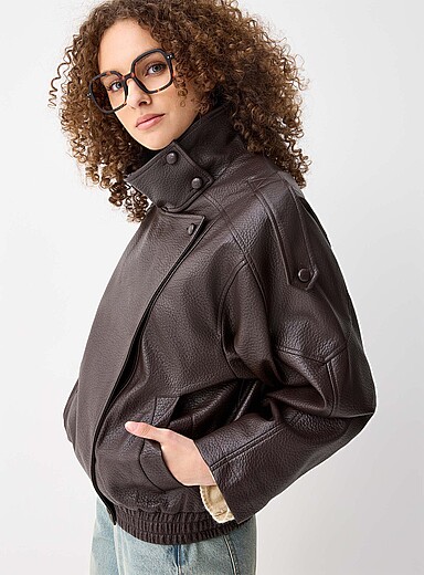 Faux-leather biker jacket