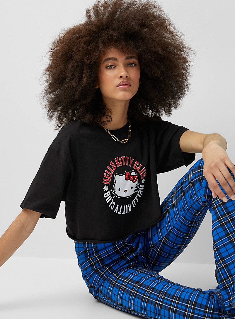 Twik: Le t-shirt court Hello Kitty Noir pour femme