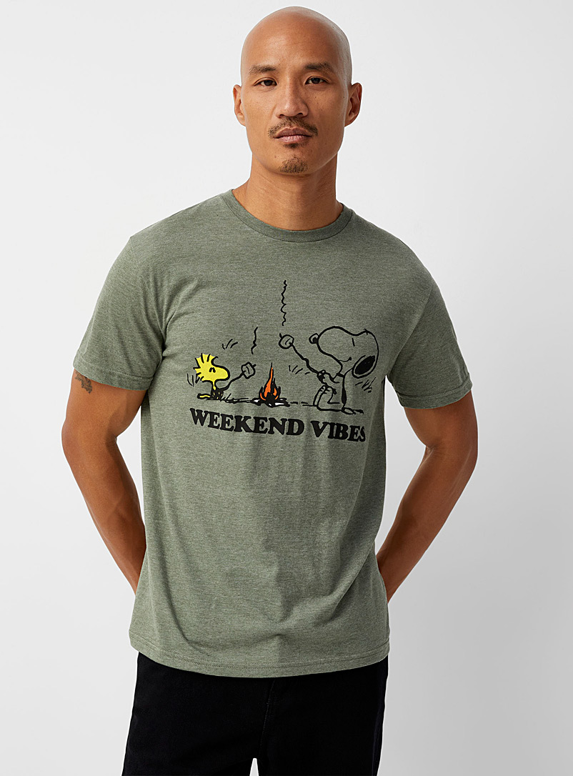 Le 31: Le t-shirt Weekend Vibes Vert foncé-mousse-olive pour homme
