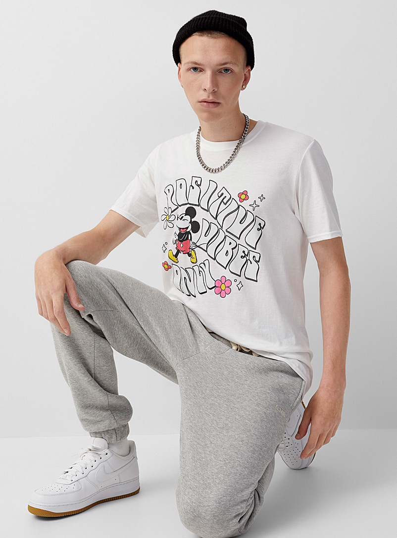 Djab: Le t-shirt Positive Mickey Mouse Blanc pour homme