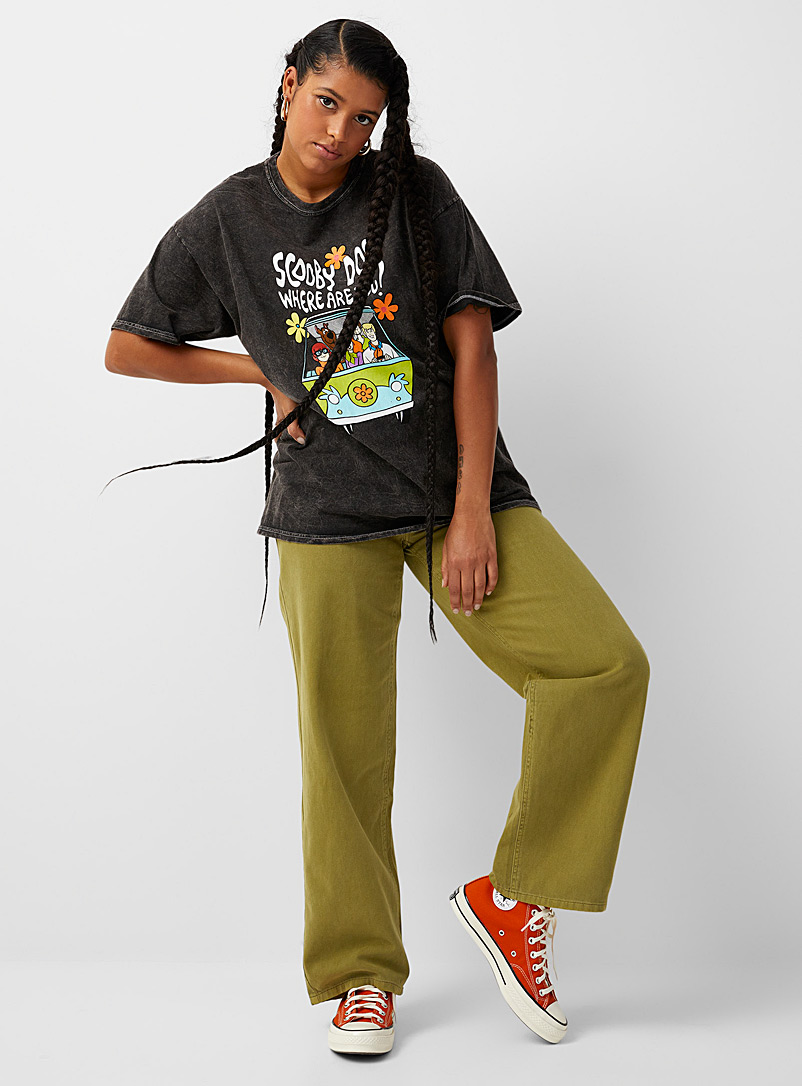 Twik: Le t-shirt délavé Scooby Doo Noir pour femme