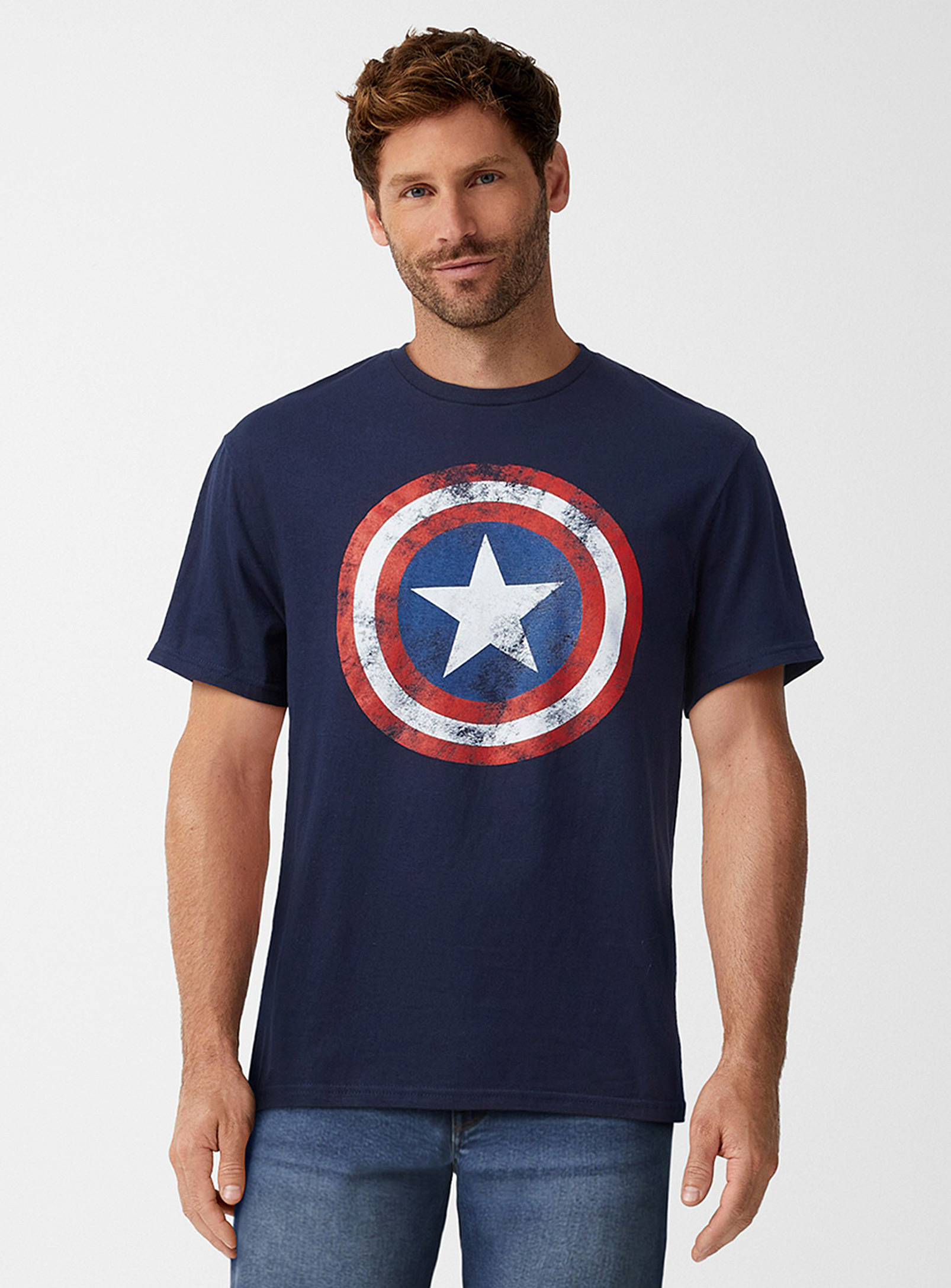 Le 31 Vintage Captain America T-shirt In Dark Blue