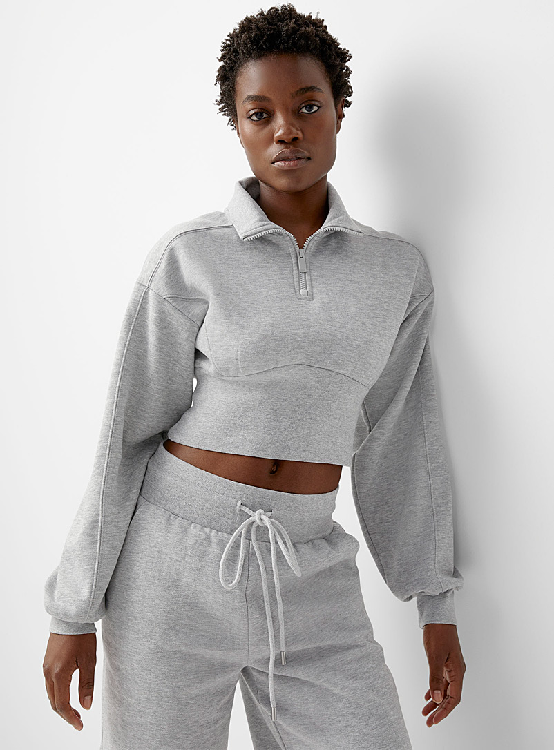 Alo yoga Grey Vixen sculpted half-zip cropped sweatshirt for error