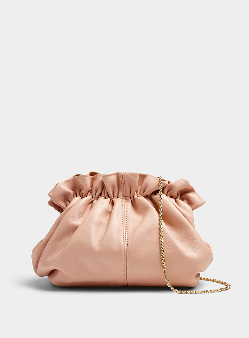 Loeffler Randall Light pink Willa gathered leather clutch for women