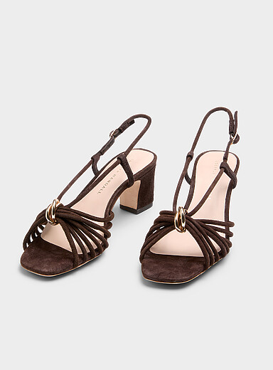 Minna golden jewel suede sandals Women