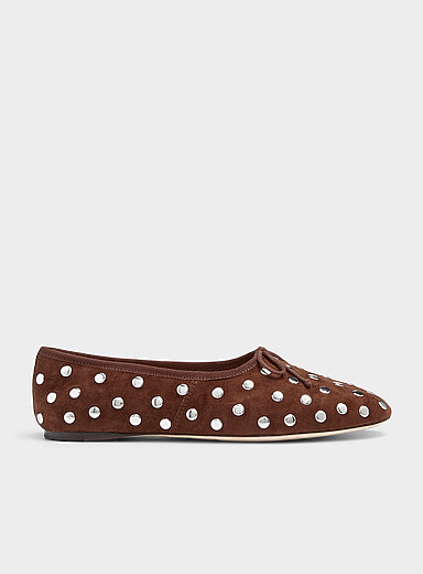 Loeffler Randall Brown Landon studded suede ballet flats Women for women