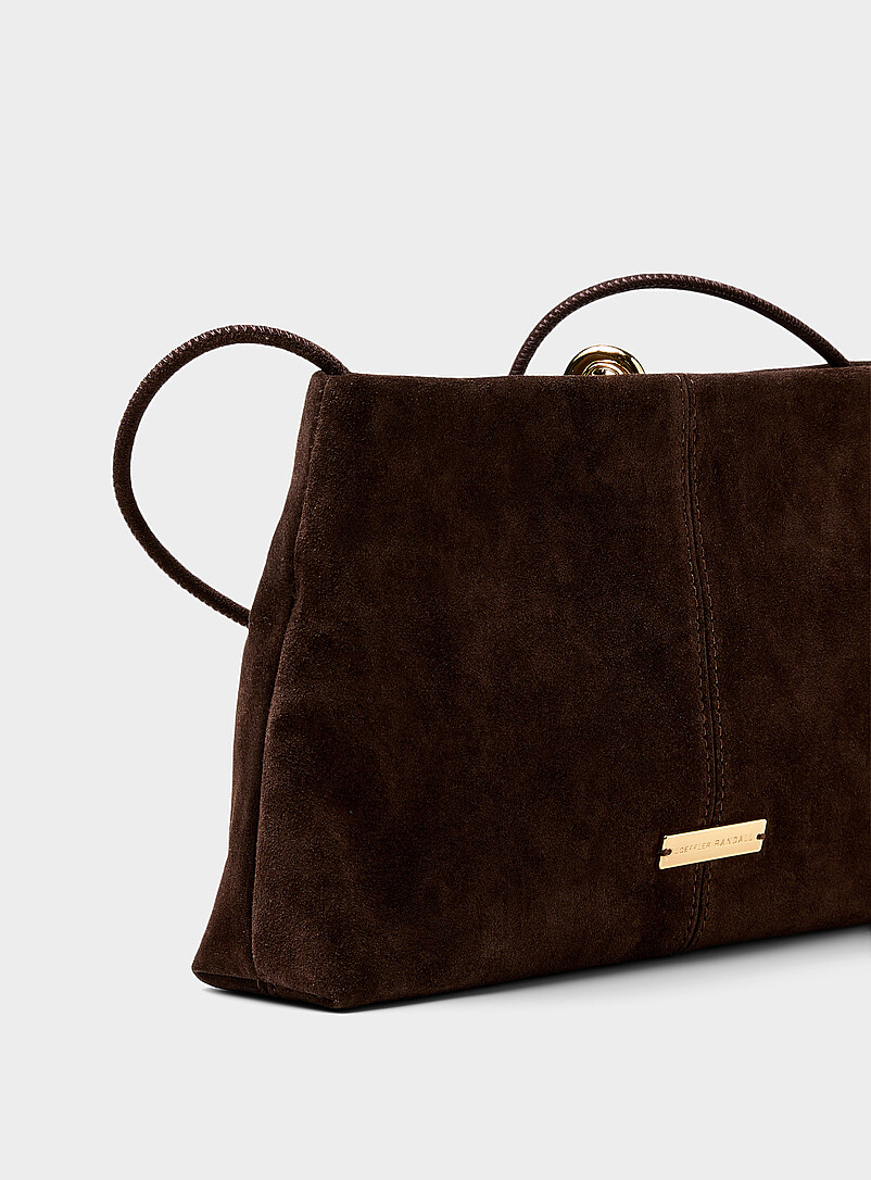 Corrine triple-ring pleated suede clutch product image 2