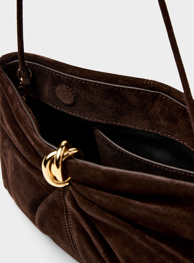 Corrine triple-ring pleated suede clutch product image 3