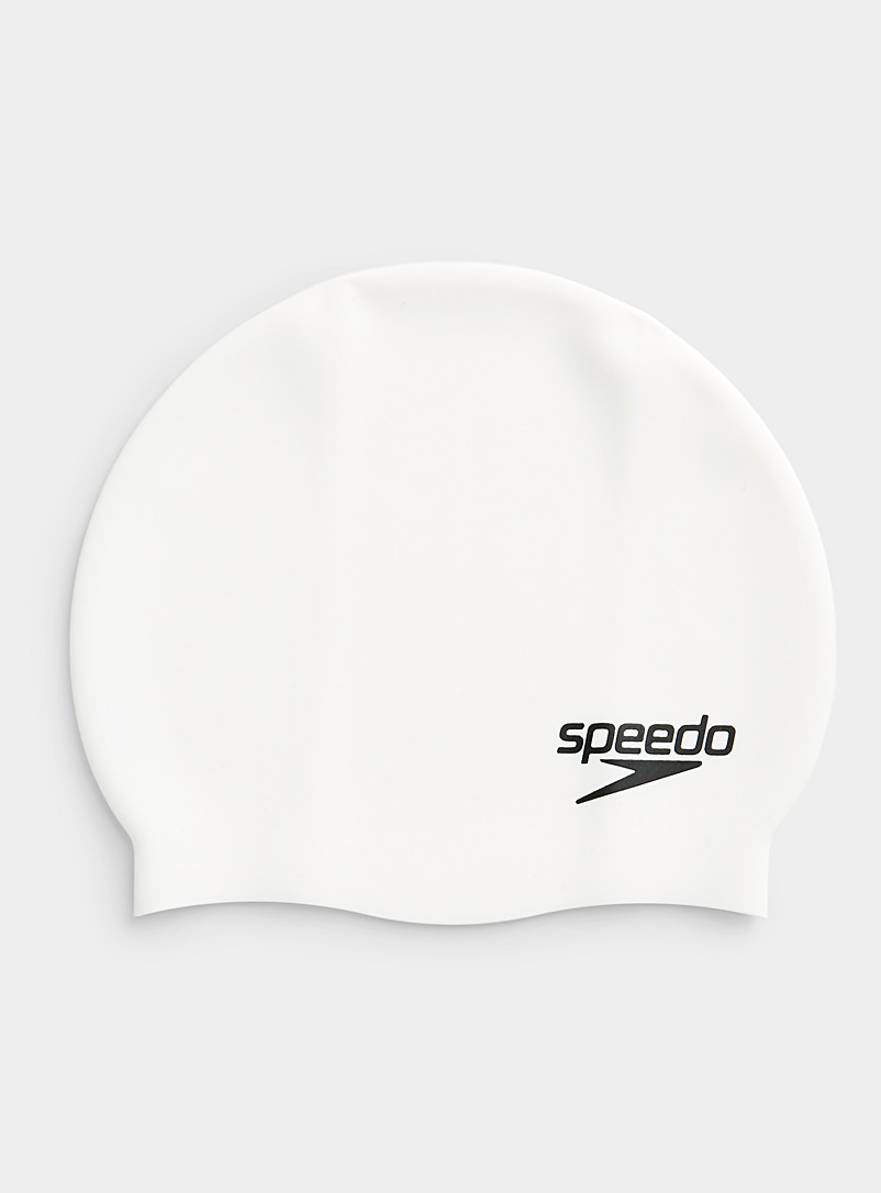 Speedo White Solid silicone swim cap for women