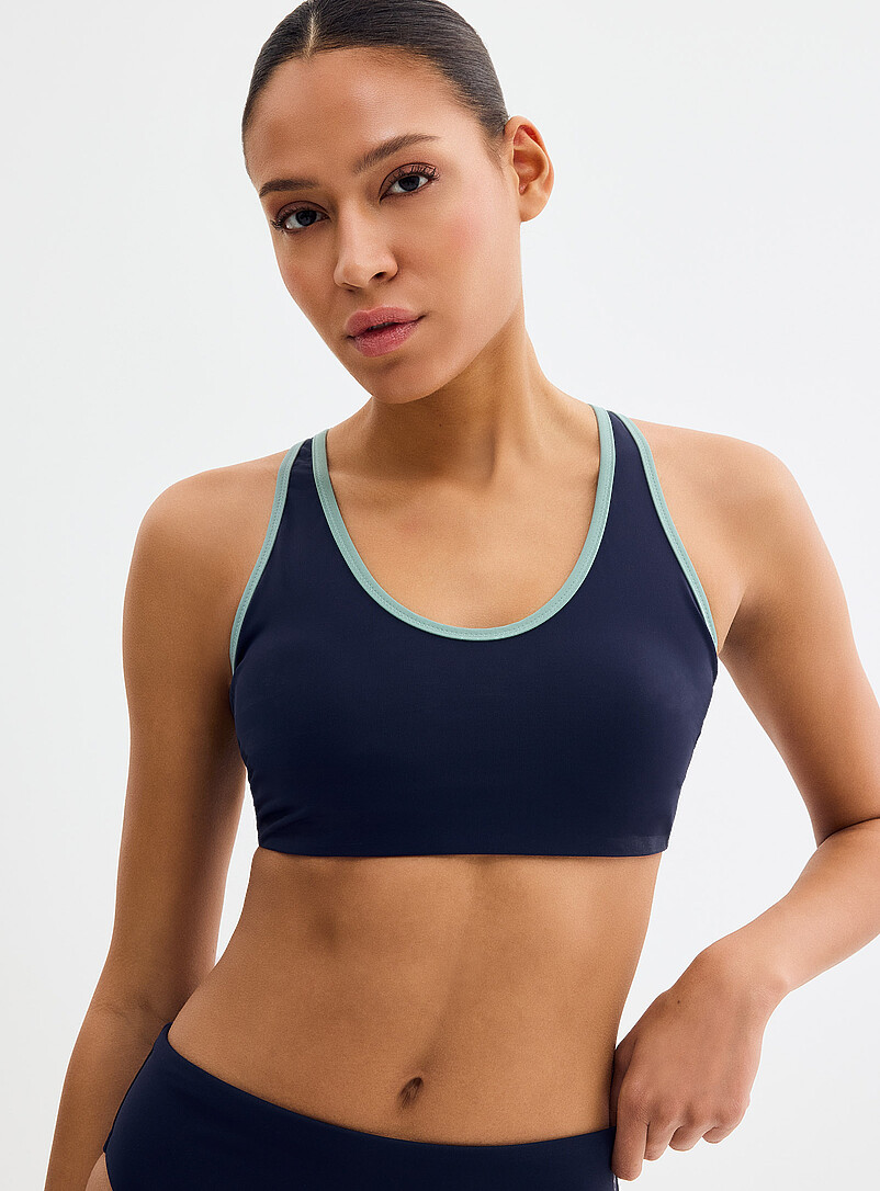 Speedo Patterned Blue Sculpture Boom cross-strap bralette for women