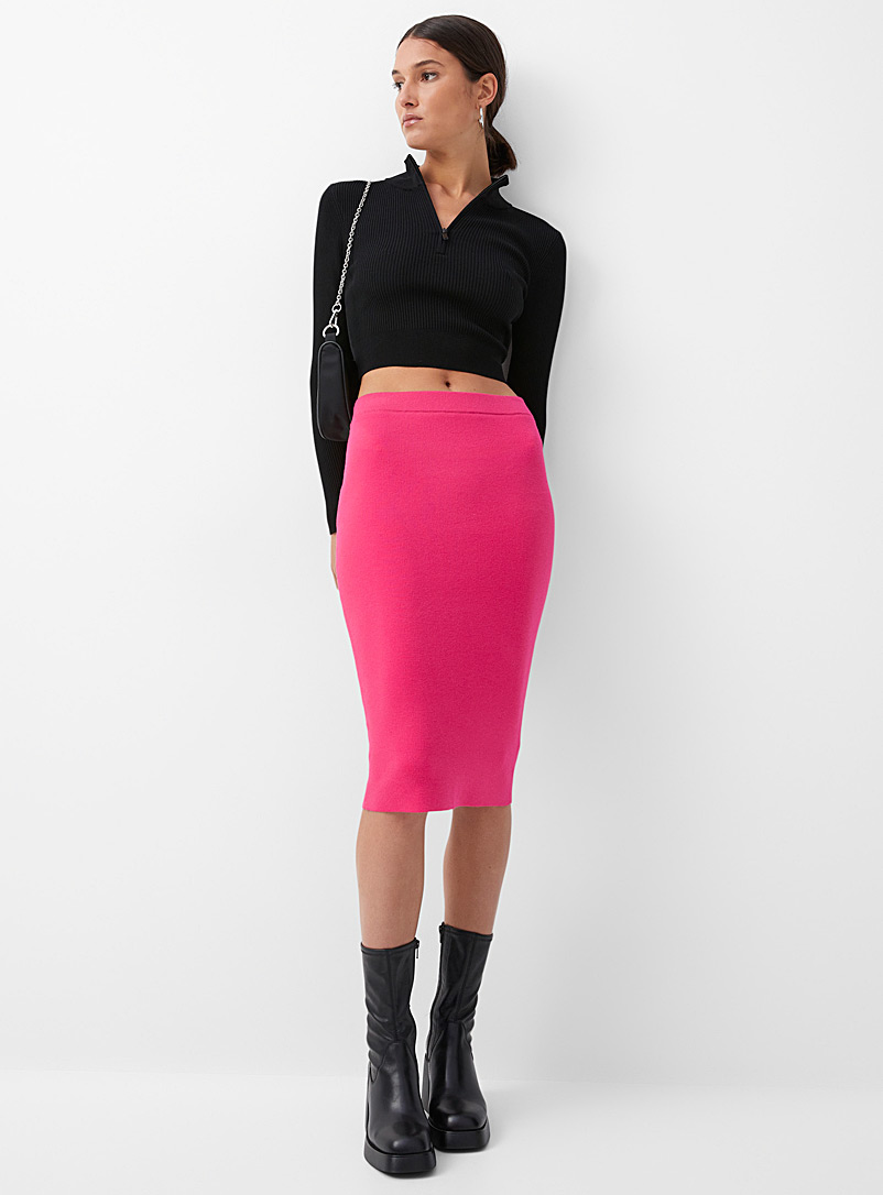 Icône Pink Heather knit pencil skirt for women