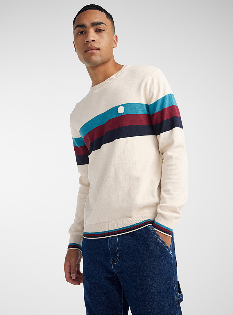 Djab Patterned Ecru Accent stripe sweater for men