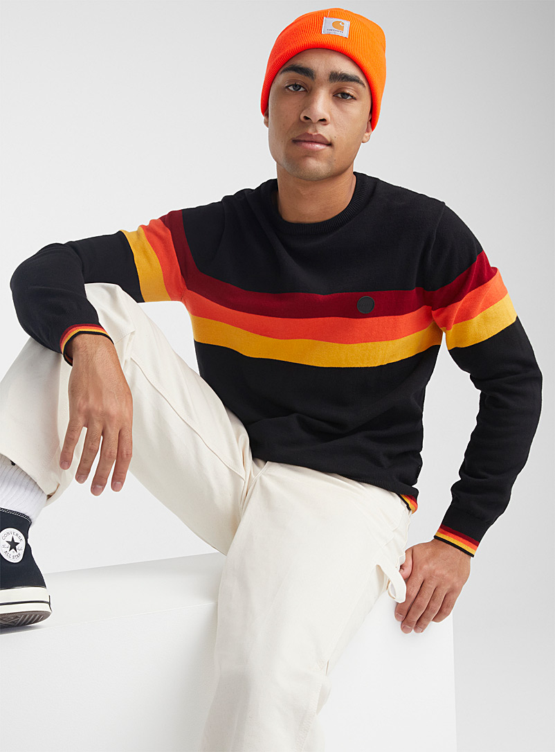 Djab Patterned Black Accent stripe sweater for men