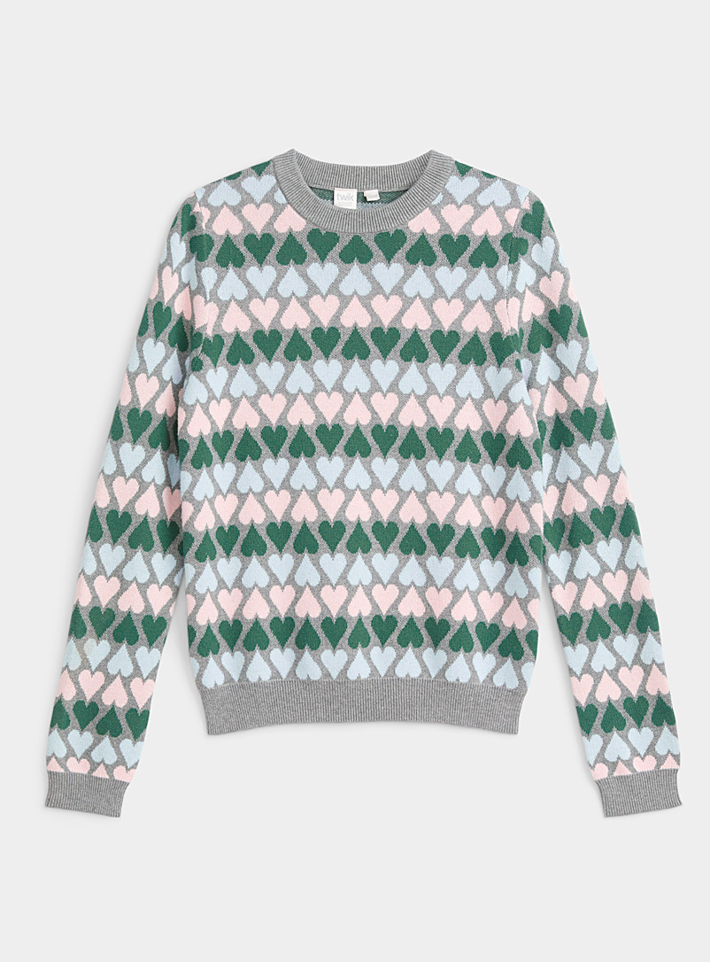 Organic cotton heart jacquard sweater 