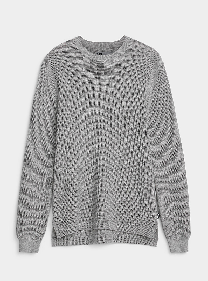 Djab Grey Organic cotton longline waffled sweater for men