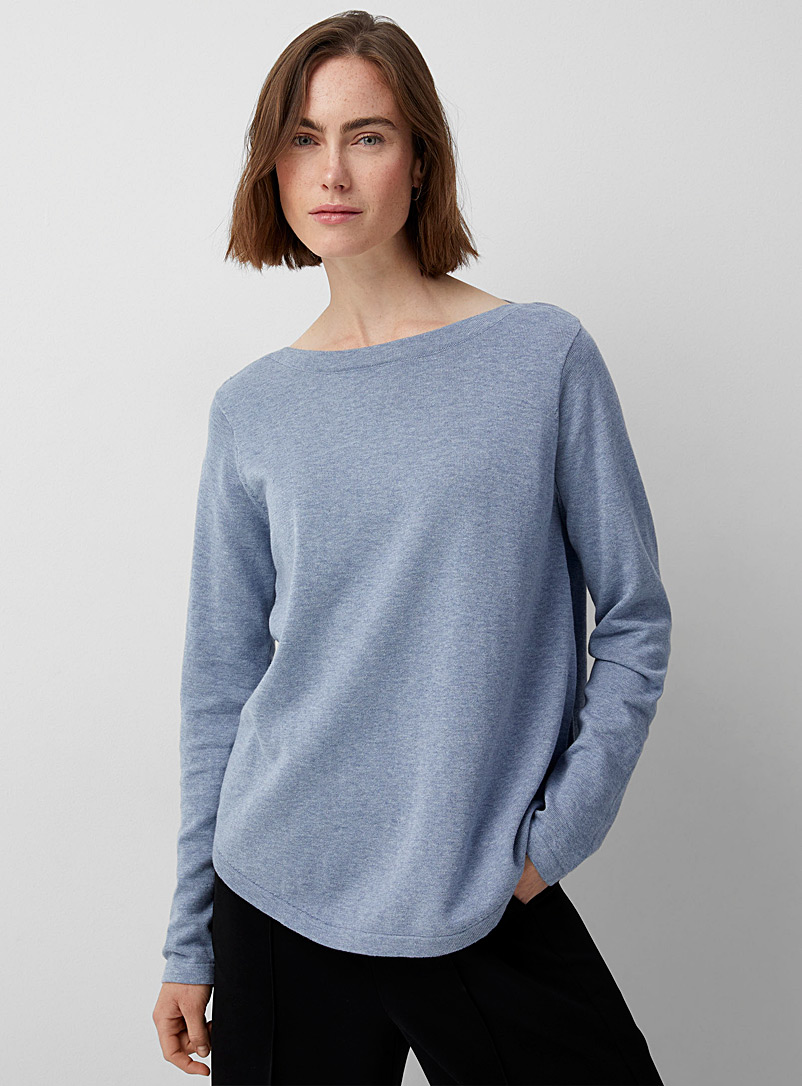 Contemporaine Baby Blue Rounded boat-neck sweater for women