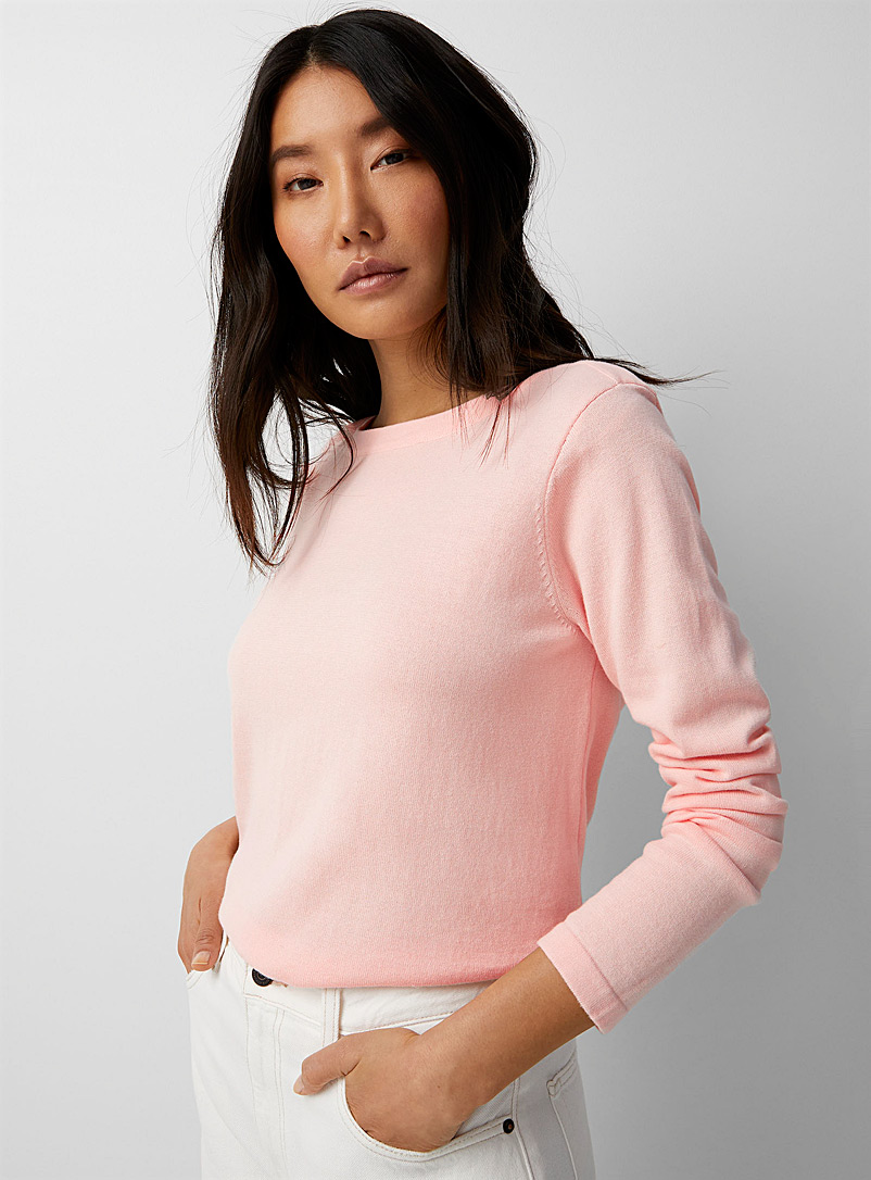 Contemporaine Pink Rounded boat-neck sweater for women
