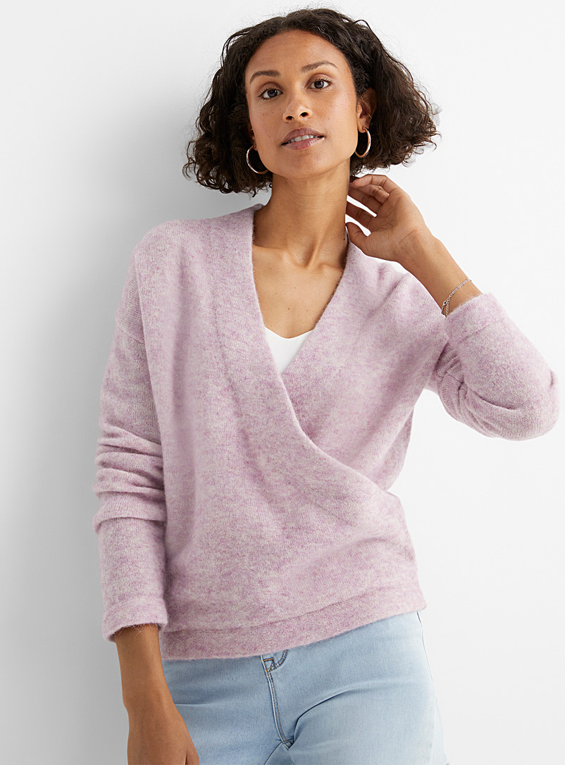 Contemporaine Lilacs Alpaca crossover sweater for women