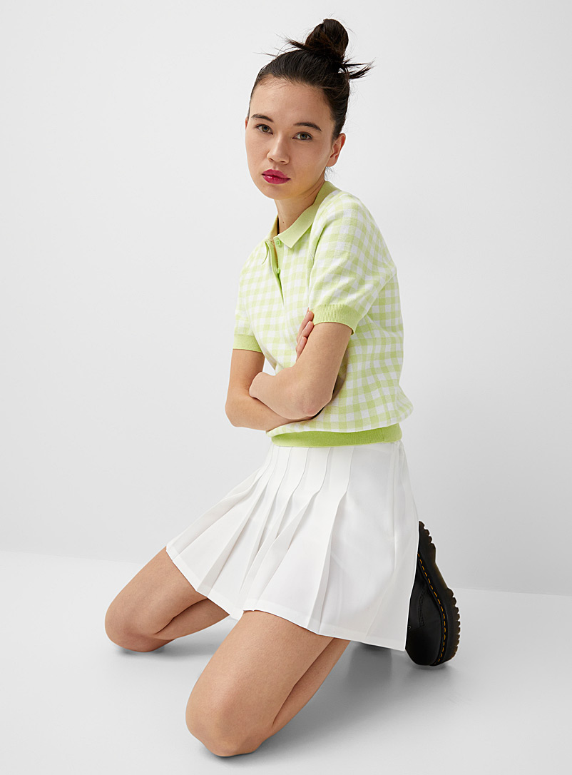 Twik Patterned Green Recycled cotton gingham polo for women