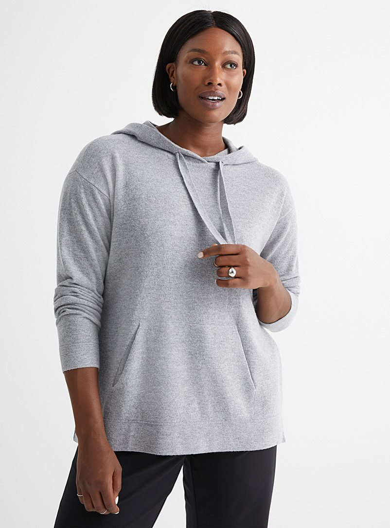 Contemporaine Black Merino hooded sweater for women