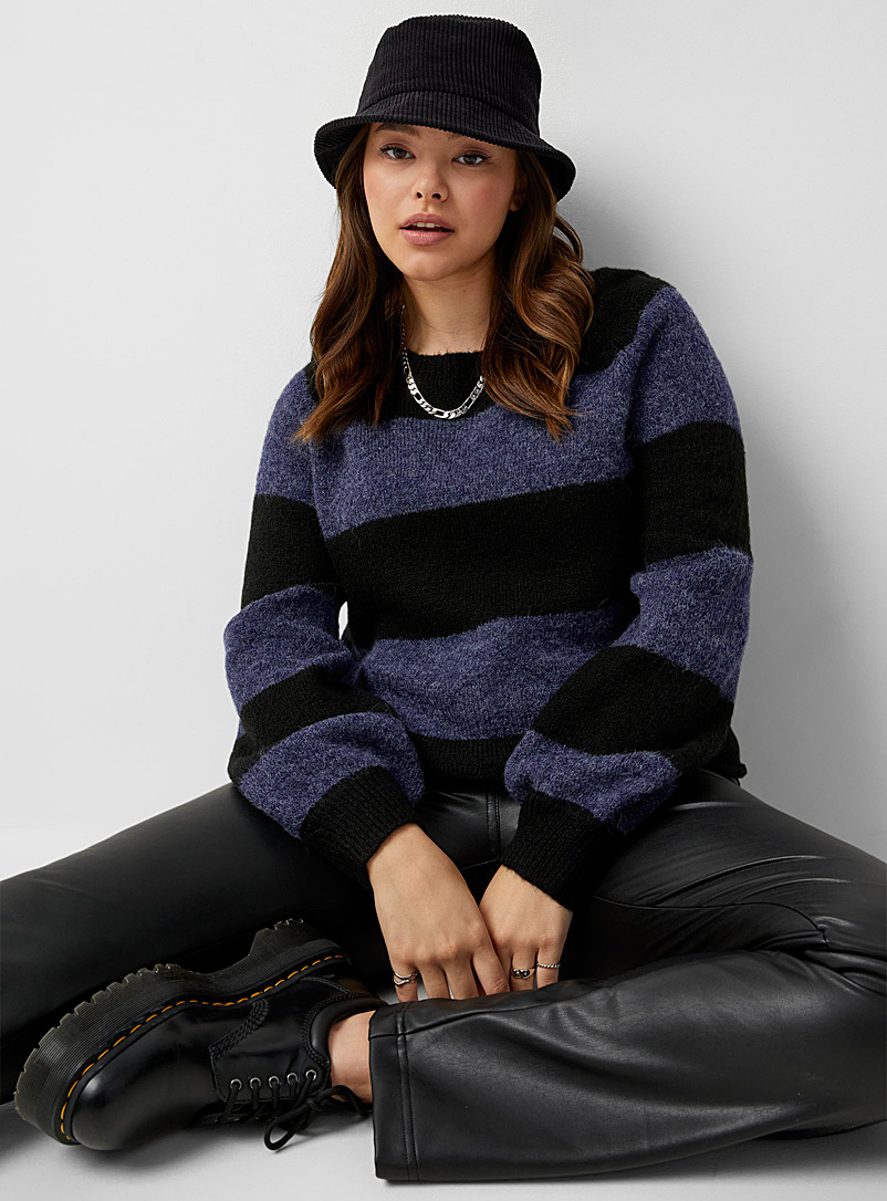 Twik Marine Blue Soft horizontal stripe sweater for women