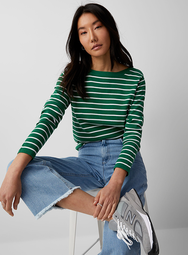 Contemporaine Kelly Green Boatneck sailor sweater for women
