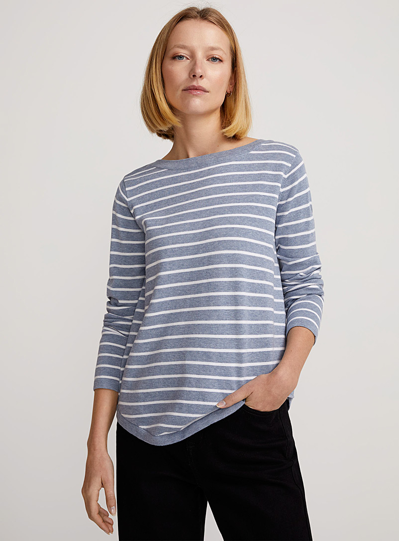 Contemporaine Baby Blue Boatneck sailor sweater for women