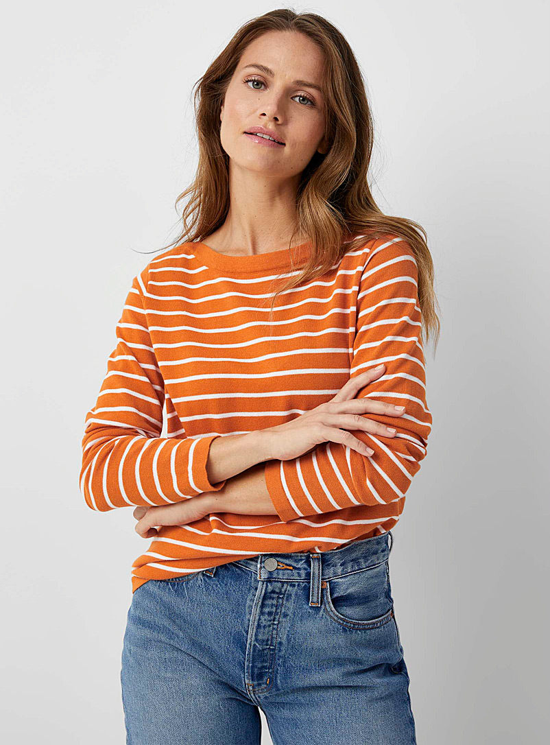 Contemporaine Dark Orange Boatneck sailor sweater for women