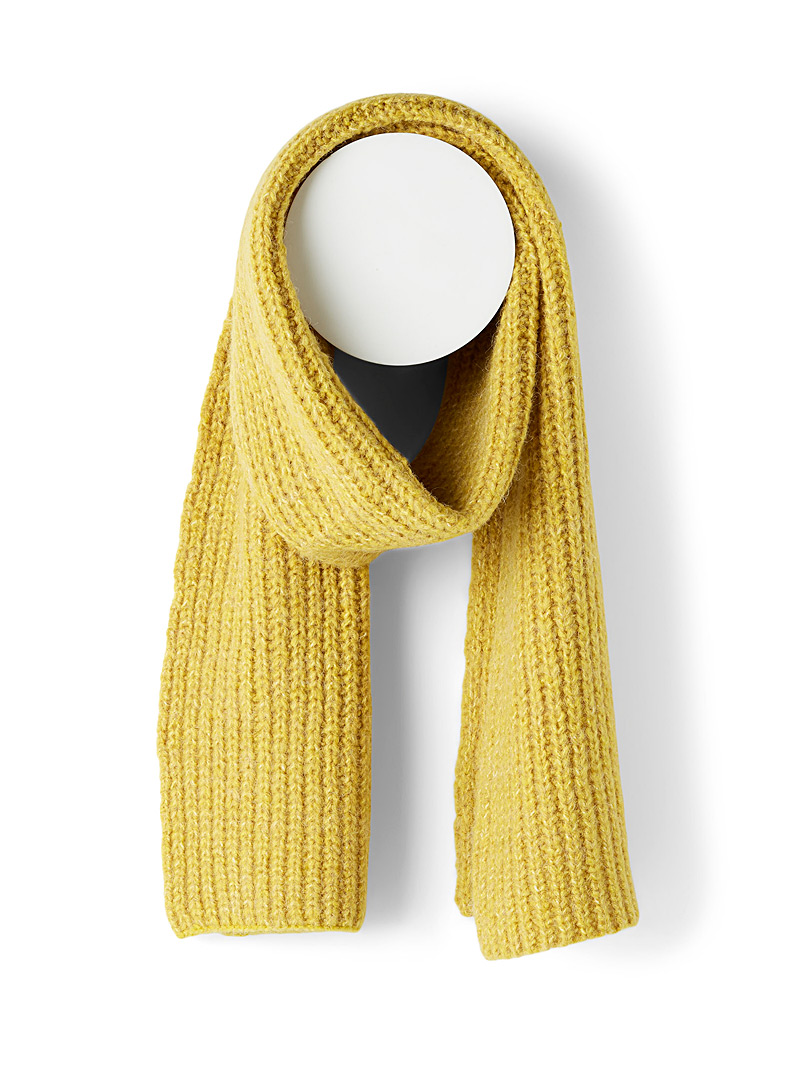 Simons Dark Yellow Rib-knit scarf for women