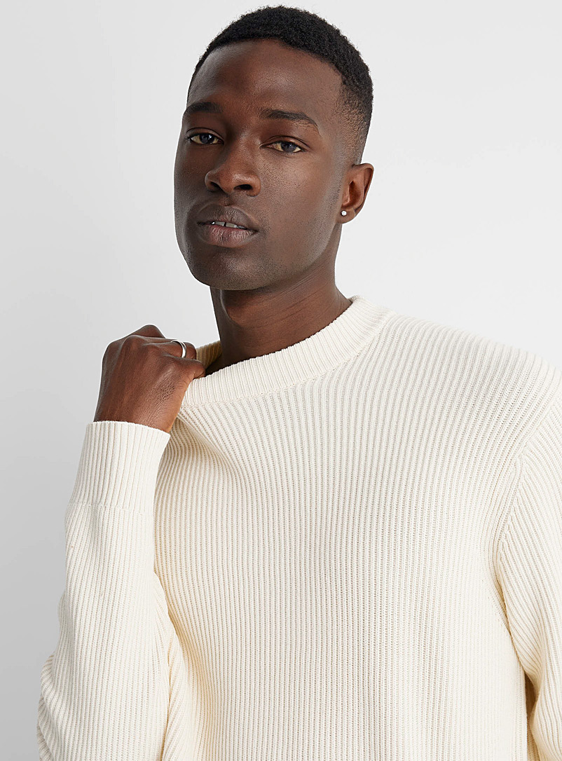 Le 31 Pale green  Minimalist ribbed sweater for men
