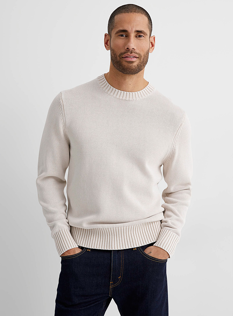 Le 31 Ivory White Faded colour sweater for men