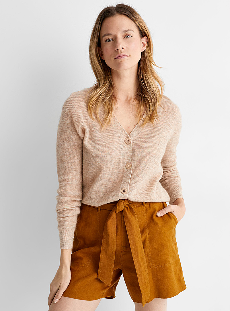 Contemporaine Sand Touch of alpaca cropped cardigan for women