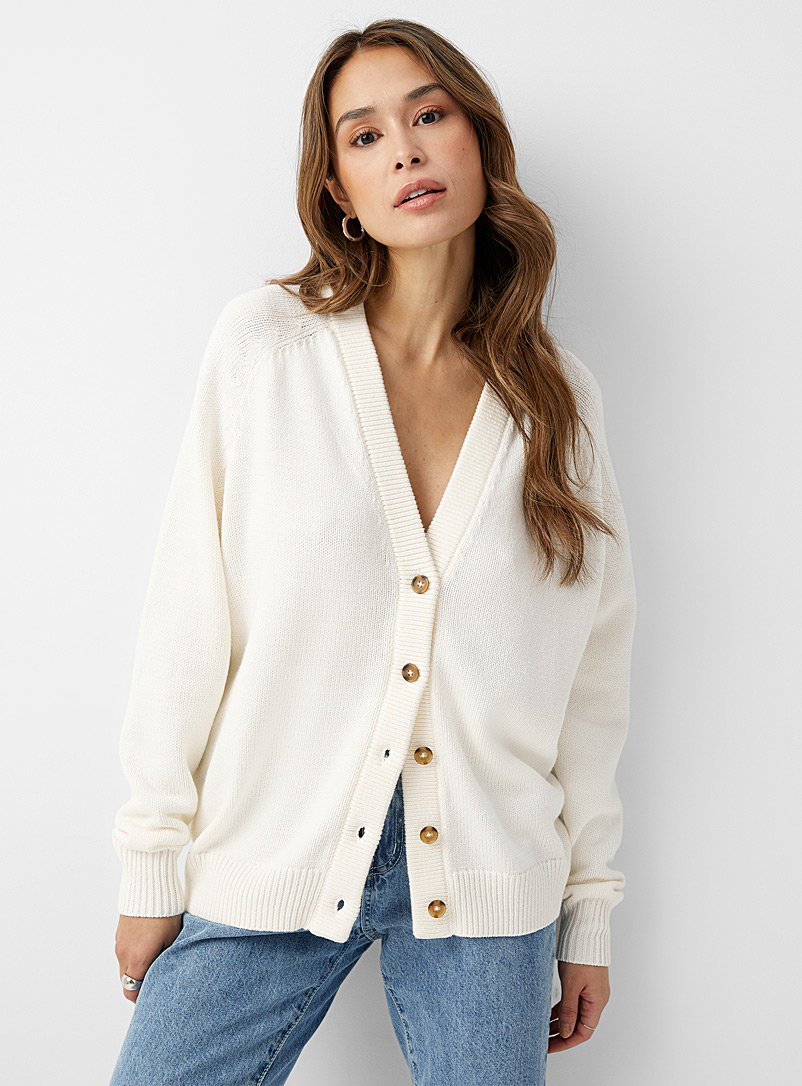 Recycled cotton ribbed cardigan | Icône | Shop Women's Sweaters | Simons