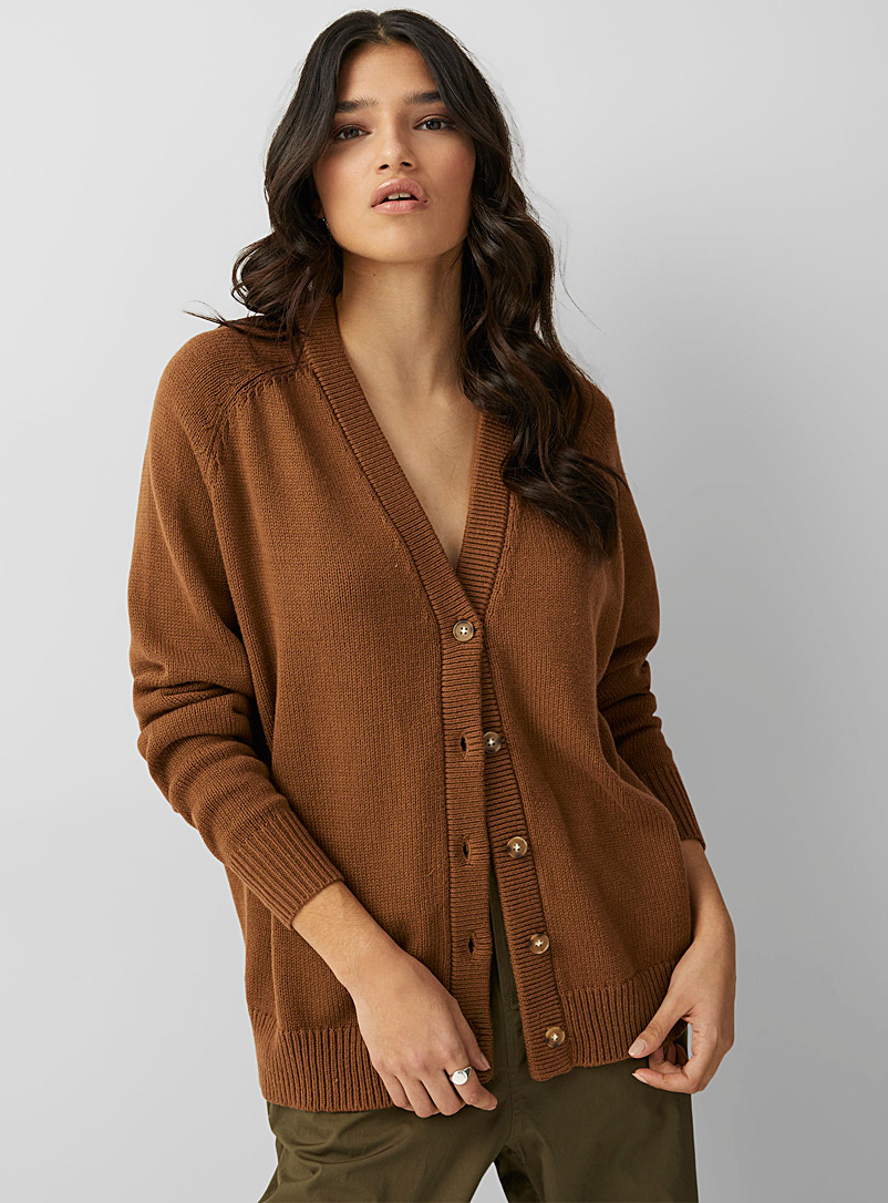 Icône Copper Recycled cotton ribbed cardigan for women